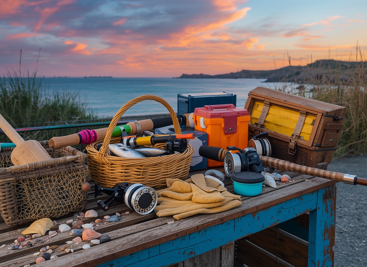 Coastal fishing accessories collection for New Zealand beaches